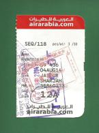 Air Arabia G9 - Boarding Pass - Jaipur To Sharjah -  As Scan - Boarding Passes