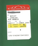 Air Arabia G9 - Boarding Pass - Muscat To Sharjah -  As Scan - Carte D'imbarco