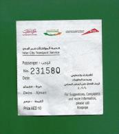 UAE / EMIRATES ARABES 2013 - Dubai To Ajman Used Bus Ticket  -  As Scan * Rare * - World