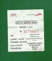 UAE / EMIRATES ARABES 2013 - Dubai To Abu Dhabi Used Bus Ticket  -  As Scan * Rare * - Mondo