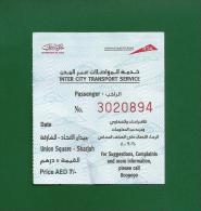 UAE / EMIRATES ARABES 2012 - Dubai To Sharjah Used Bus Ticket  -  As Scan * Rare * - Welt