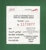UAE / EMIRATES ARABES 2012 - Abu Dhabi To Dubai Used Bus Ticket  -  As Scan * Rare * - Mundo