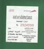 UAE / EMIRATES ARABES 2012 - Dubai To Abu Dhabi Used Bus Ticket  -  As Scan * Rare * - Welt