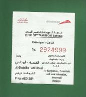 UAE / EMIRATES ARABES 2012 - Dubai To Abu Dhabi Used Bus Ticket  -  As Scan * Rare * - World