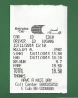 UAE / EMIRATES ARABES 2014 - Emirates Cab , Sharjah - Customer Receipt , Taxi Fare -  As Scan - Autres & Non Classés