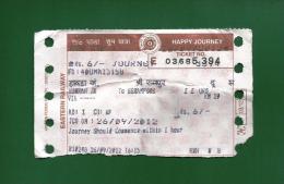 India 2012 - Indian Railways , Kolkata - Shuttle Train Ticket , Howrah To  Serampore - As Scan - Welt
