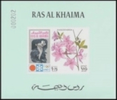 RAS AL KHAIMA 1972 Olympics Sapporo Skating Flower Rhododendron 1.75R DeLuxe With Number   [épreuve Prueba] - Ra's Al-Chaima