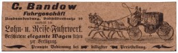 Original Werbung - 1901 - Fuhrgeschäft C. Bandow In Neubrandenburg I. Mecklenburg !!! - Neubrandenburg
