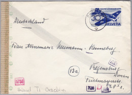 Heimat TI ORSELINA 1944-12-07 Zensur-Brief Nach Regensburg D - Storia Postale