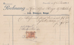 Heimat BE LANGENTHAL 1902-01-17 Rechnung Joh. Bösiger Metzger Mit 10C. Steuermarke Kanton Bern - Fiscale Zegels