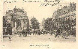 PARIS - Place Saint-Michel - Belle Animation - Carte Datée De 1903 - Arrondissement: 06