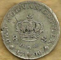 NORWAY 8 SKILLING CROWN FRONT FREDERIC IV HEAD BACK 1700 KM? SILVER AF READ DESCRIPTION CAREFULLY !!! - Norvège