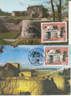 8236- SUCEAVA FORTRESS RUINS, TOWN ANNIVERSARY, MAXIMUM CARD, 2X, 1988, ROMANIA - Cartes-maximum (CM)