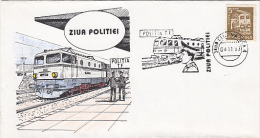 8334- POLICE DAY, RAILWAY POLICE, TRAIN, SPECIAL COVER, 1993, ROMANIA - Police - Gendarmerie