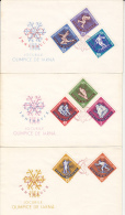 8355- INNSBRUCK'64 WINTER OLYMPIC GAMES, ICE HOCKEY, SLEIGH, SKATING, SKIING, COVER FDC, 3X, 1964, ROMANIA - Winter 1964: Innsbruck