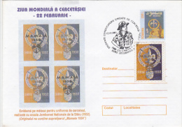 8364- SCOUTS, SCUTISME, SCOUTS INTERNATIONAL DAY, COVER STATIONERY, 2001, ROMANIA - Cartas & Documentos