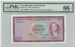 Luxembourg 100 Francs 1963 P52a Graded 66 EPQ By PMG (GEM UNC) - Luxemburg