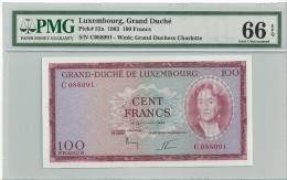 Luxembourg 100 Francs 1963 P52a Graded 66 EPQ By PMG (GEM UNC) - Lussemburgo