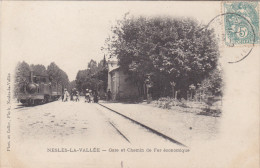 NESLES La VALLEE : La Gare Et Le Chemin De Fer Economique - Tramway à Vapeur - Rare - Nesles-la-Vallée