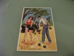 IL GIOCO DELLE BOCCE LE DISTRAZIONI .... ET LE VENT? OH CA NE NOUS GENE PAS...... ILLUSTRATORE VEDI FIRMA - Bowls