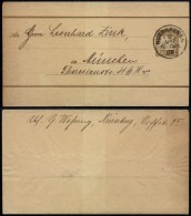 Germany Bavaria 1908 Postal History Rare Postal Stationery Wrapper Nuernberg To Munich DB.103 - Autres & Non Classés