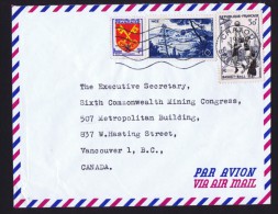 1957  Lettre Avion Pour Le Canada  Tarif 41fr Basketball, Nice, Blason Yv 1072, 1038, 1047 - Postal Rates