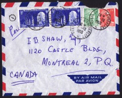 1950   Lettre Avion Pour Le Canada   - St Wandrille X2, Gandon - Yv 842, 809, 813 - Postal Rates