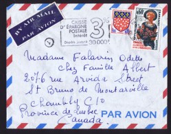 1965   Lettre Avion  Pour Le Canada -  Poids 5g Tarif 0,65fr -  Accueil Et Amabilité. Blason Yv 1449, 1352 - Postal Rates