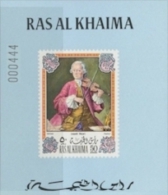 RAS AL KHAIMA 1972 Music Composer Mozart Violin 50d DeLuxe With Number   [épreuve Prueba Druckprobe Prova Proeven] - Ra's Al-Chaima