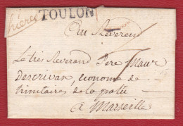 Cursive - Correspondance De 1770 - Toulon / Hyeres - 1701-1800: Precursors XVIII