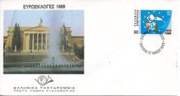 GRECE. N°1709A Sur Enveloppe 1er Jour De 1989. Elections Européennes. - EU-Organe