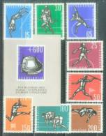 YU 1962-1016-24 EU CHAMPIONSHIN ATLETIC, YUGOSLAVIA, 8v + S/S, MNH - Unused Stamps