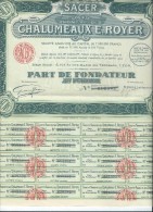 Part De Fondateur Au Porteur/ SA Des Chalumeaux E. Royer / LYON/ Forveille Graveur / Rodez/1924     ACR87 - Industrial
