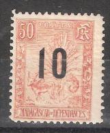 MADAGASCAR, 1912 Type Zébu, Yvert N° 119, Surchargé 10 Sur 50 C ,neuf *  Cote  4 Euros, TB - Unused Stamps