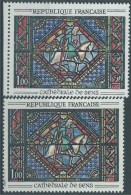 [01] Variété : N° 1427 Cathédrale De Sens Impression Défectueuse Du Centre Du Médaillon  + Normal  ** - Unused Stamps