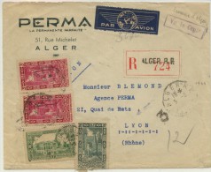 N°122x2+105+107 Sur Lettre Rec. De Alger Du 5-3-41 Pour Lyon+censure D'Alger - Storia Postale