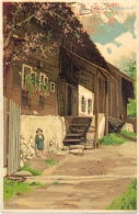 Pfingsten, Kind, Haus, Sign. Mailick, Um 1905 - Mailick, Alfred