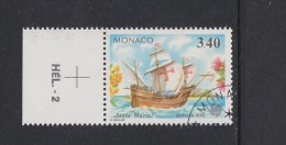 VOILIER COLUMBUS SAILING SHIP SEGELSCHIFF VELERO COLÓN SANTA MARIA - MONACO 1992 - EUROPA CEPT MI 2071 - Christopher Columbus