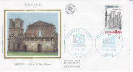 Fdc France, UNESCO 1982, Eglise De Sao Miguel, Obl Paris - Abbazie E Monasteri