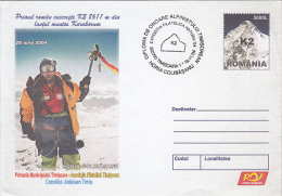 8407- CLIMBING, HORIA COLIBASANU, K2, COVER STATIONERY, 2004, ROMANIA - Escalada