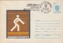 8408- VOLLEYBALL, UNIVERSITY GAMES, COVER STATIONERY, 1981, ROMANIA - Volleyball