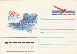 8575- RUSSIAN ANTARCTIC EXHIBITION, PLANE, MAP, COVER STATIONERY, 1987, RUSSIA - Antarctic Expeditions