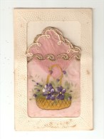 Carte Système En Tissu - Brodée : Pochette Amovible Rose Bords Dorés -  Fleurs Peintes Sur Tissu Rose - Móviles (animadas)