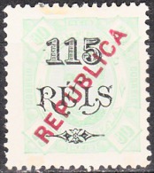 ZAMBÉZIA - 1914, D. Carlos I, C/ Sobrecarga «REPUBLICA» 115 R. S/ 80 R.  D.12 3/4   * MH  MUNDIFIL  Nº 72 - Zambezië