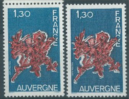 [01] Variété : N° 1850 Auvergne Fond Bleu Au Lieu De Bleu Foncé + Normal  ** - Unused Stamps