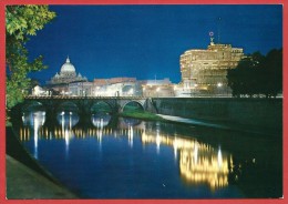 CARTOLINA NV ITALIA - ROMA - Ponte Sul Tevere E Castel Sant'Angelo - Notturno - 10 X 15 - Castel Sant'Angelo