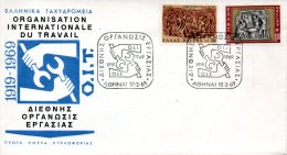 GRECE. N°975-6 Sur Enveloppe 1er Jour (FDC) De 1969. OIT. - IAO
