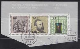 = Allemagne XIX Congrès Poste Et Union Postale Universelle Hambourg 1984 Bloc Avec 3 Timbres  Oblitéré 29.8.84 - UPU (Union Postale Universelle)