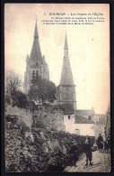 Delcampe - CPA ANCIENNE- FRANCE- DOURDAN (91)- LES FOSSÉS ET L'EGLISE EN GROS PLAN- ANIMATION - Dourdan