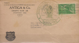 G)1937 CARIBE, CARAVEL-SUGAR CANE, IV SUGAR CENTENARY, CIRCULATED COMERCIAL COVER TO MATANZAS, XF - Briefe U. Dokumente